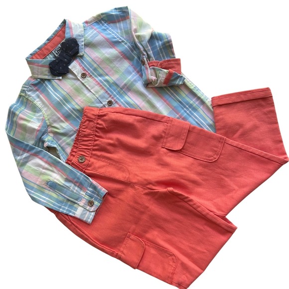 Little Lad Boys Pastel Plaid 3-Piece Outfit Set - NWT Sz 4T - Picture 1 of 5